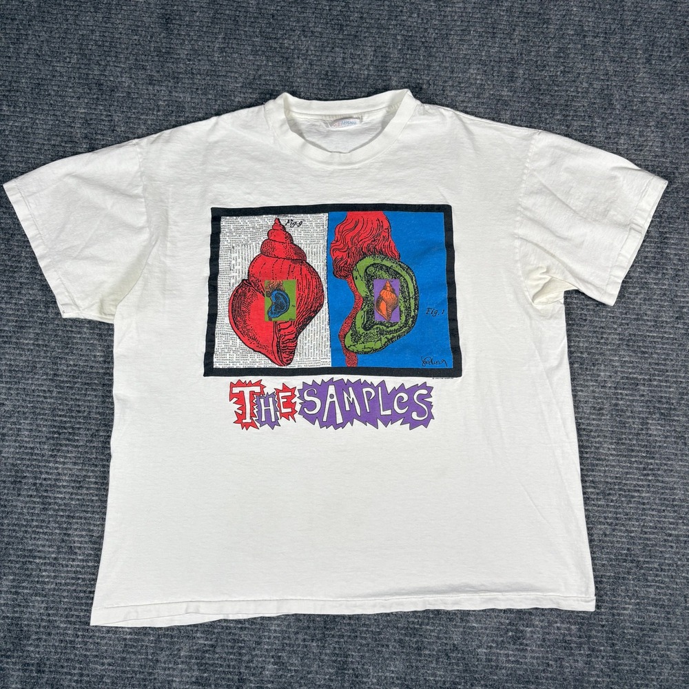 Vintage The Samples Band T Shirt XL White Graphic Print Cotton Hanes